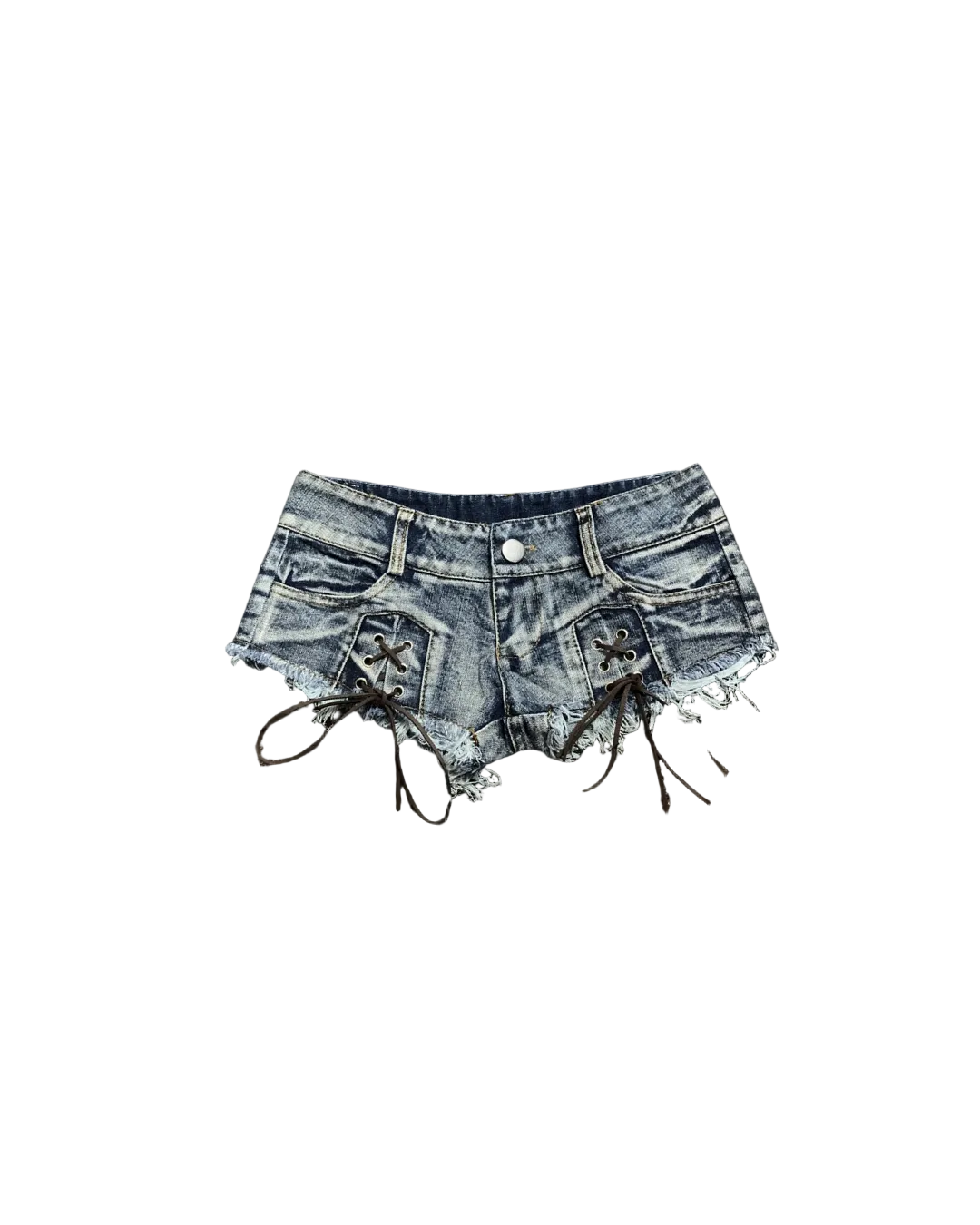 'LACED' MICRO DENIM SHORTS